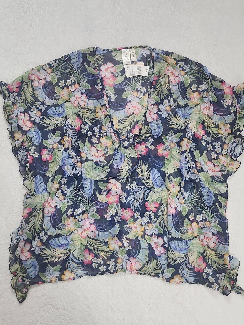 Jessica Simpson Women's Stranded In Paradise Printed Ruffled Cover Up Dress NWT - Picture 8 of 9